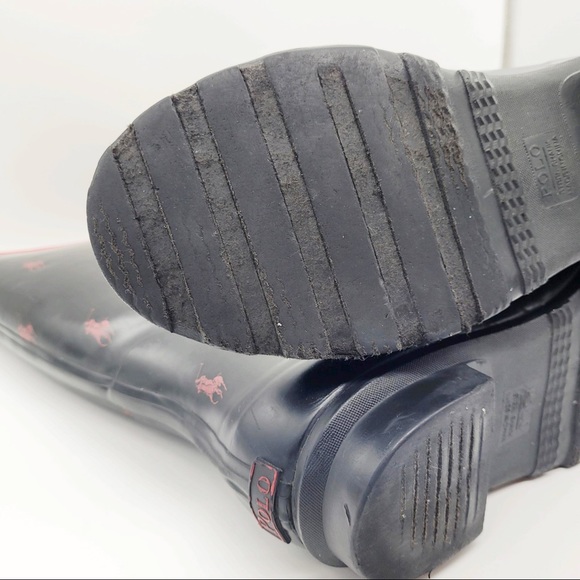 Polo Ralph Lauren Women’s Logo Tall Rubber Rain Boots Size 11 - Picture 9 of 12